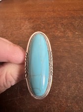 Native American Womens Navajo Blue Green Turquoise Stunning Large Ring Sz 7.5 B