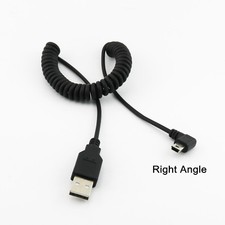 1x USB 2.0 A Male to Mini B 5Pin Right Angled 90 Degree Spiral Coiled Cable