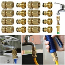3/4" Garden Hose Quick Connector Set Brass Female Male Fittings Faucet Adapter