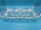 Vintage Anchor Hocking Star of David Cut-Glass Relish Tray Serving Dish 12x6.5