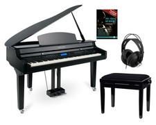 Piano a Queue Numérique 88 Touches à Marteaux 1200 Voix USB Bluetooth Noir SET