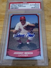 Johnny Bench Auto'd 1988 Pacific Legends PSA/DNA Certified Authentic Card #110
