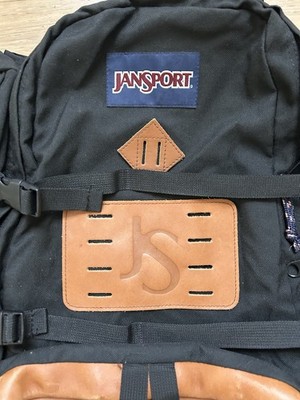 RARE Jansport Daypack Leather Bottom Rucksack Vintage 90s Black