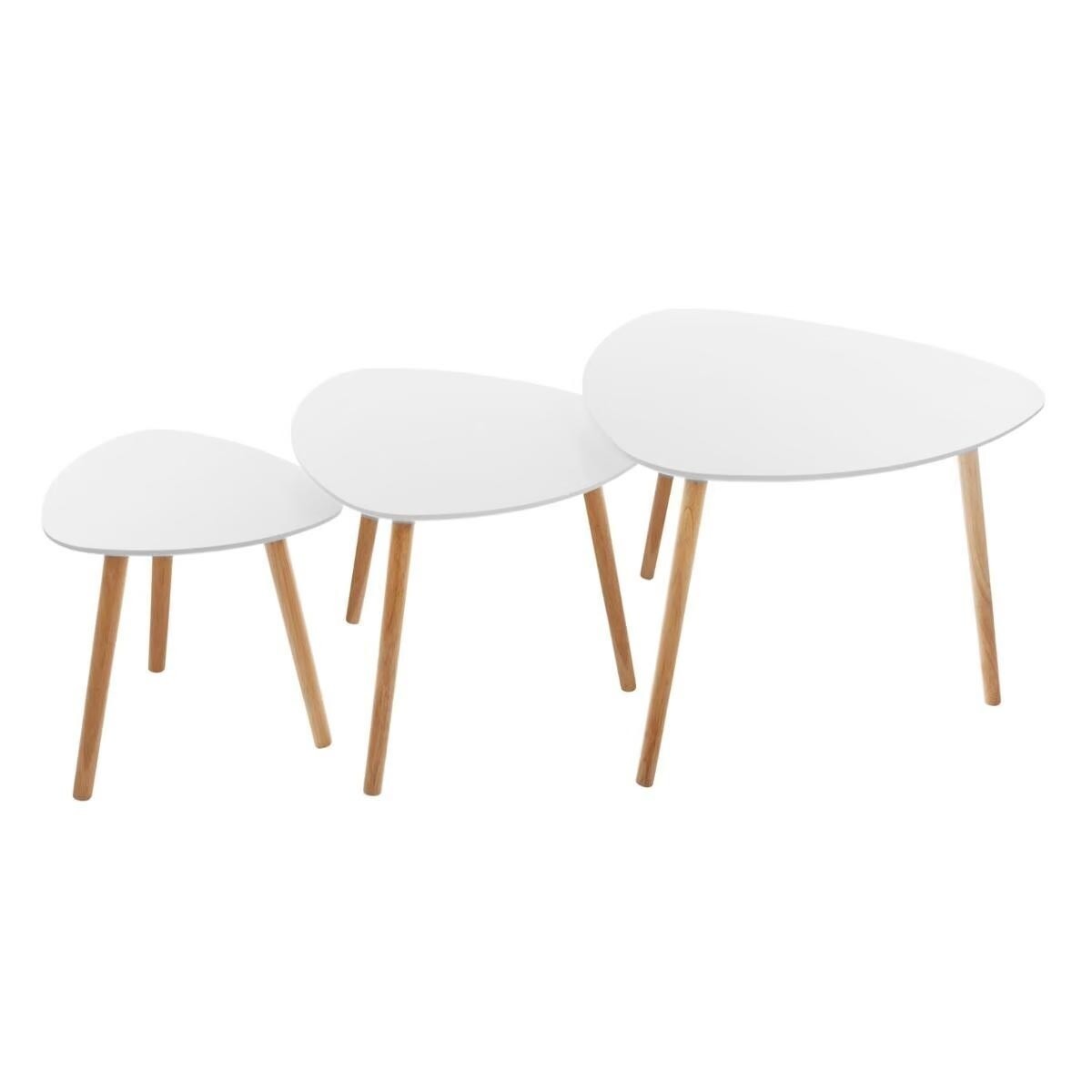 Tables à café gigognes Mileo 60cm en bois blanc au design épuré durable