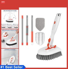 Tile Tub Scrubber Brush 3-in-1 Long Handle Adjustable 52 Inch Stainless Steel