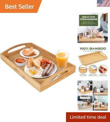 Elegant Rectangle Bamboo Serving Tray - Eco-Friendly Bed Tray for All Occasions