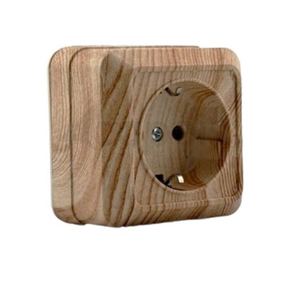 Schuko Steckdose Aufputz Eiche Holz Optik NOELA IP20 Innen Kunststoff