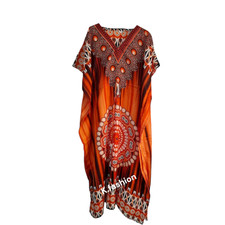 New Ladies Etnic Print African Style Kaftan Summer Long  Dress Beach  ONE SIZE