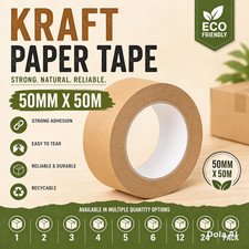 Brown Kraft Paper Tape 50mm x 50m Eco Parcel Packaging Roll – frame tape