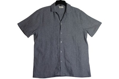 Larsson & Co Premium Short Sleeve Thick Knit Button Down Shirt Men's XL