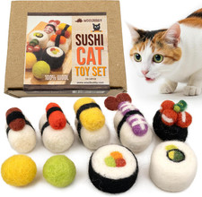 Sushi Cat Toy Set   Wool Felt Interactive Toys for Indoor Cats  Kittens, Catnip