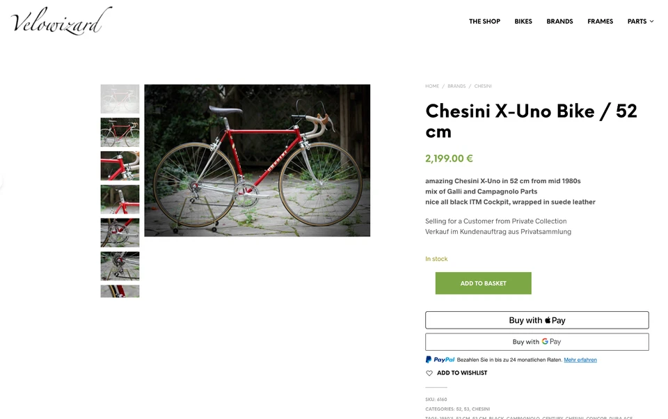 Chesini X-Uno Bike / Campagnolo Galli / 52 cm / Red / Super Nuovo Record ITM - Bild 3 von 4