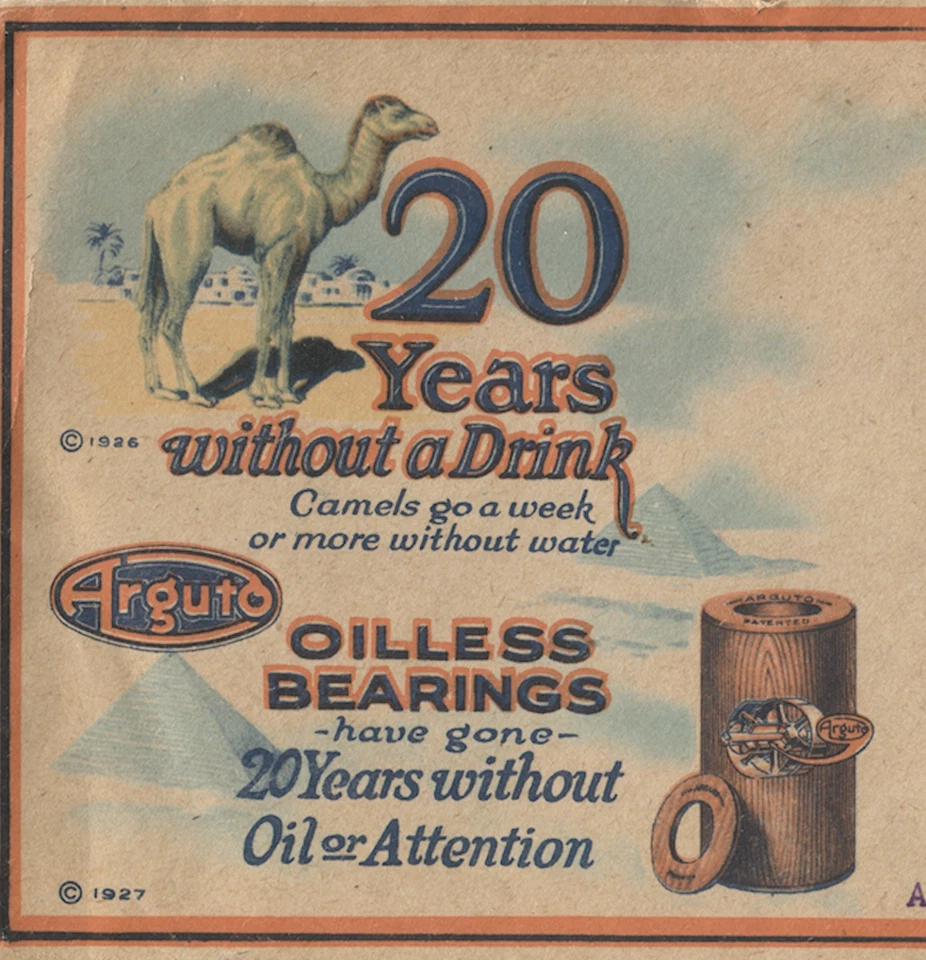 Advertising Cover Philadelphia PA Arguto Oilless Bearings camel design 1932 - Image 3 of 3
