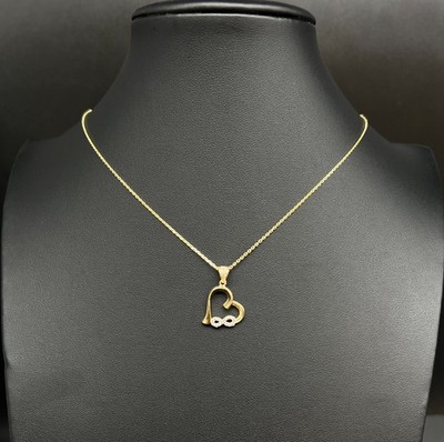 14k Echt Gold Unendlichkeit Herz Halskette, 14K Echt Massiv Gold Unendlichkeit Herz Charm