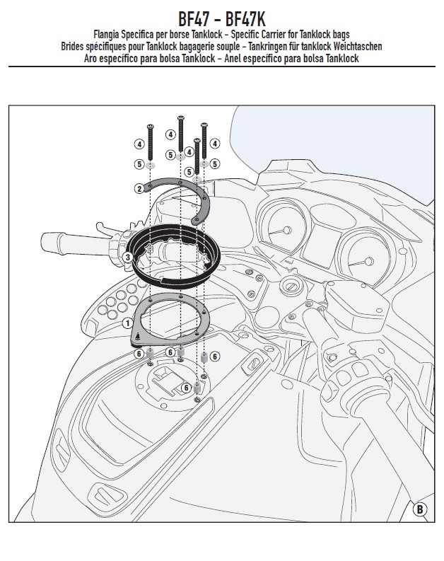 Tanklock Tank Bag Flange for BMW R 1200 RT 08>13 Givi bf47