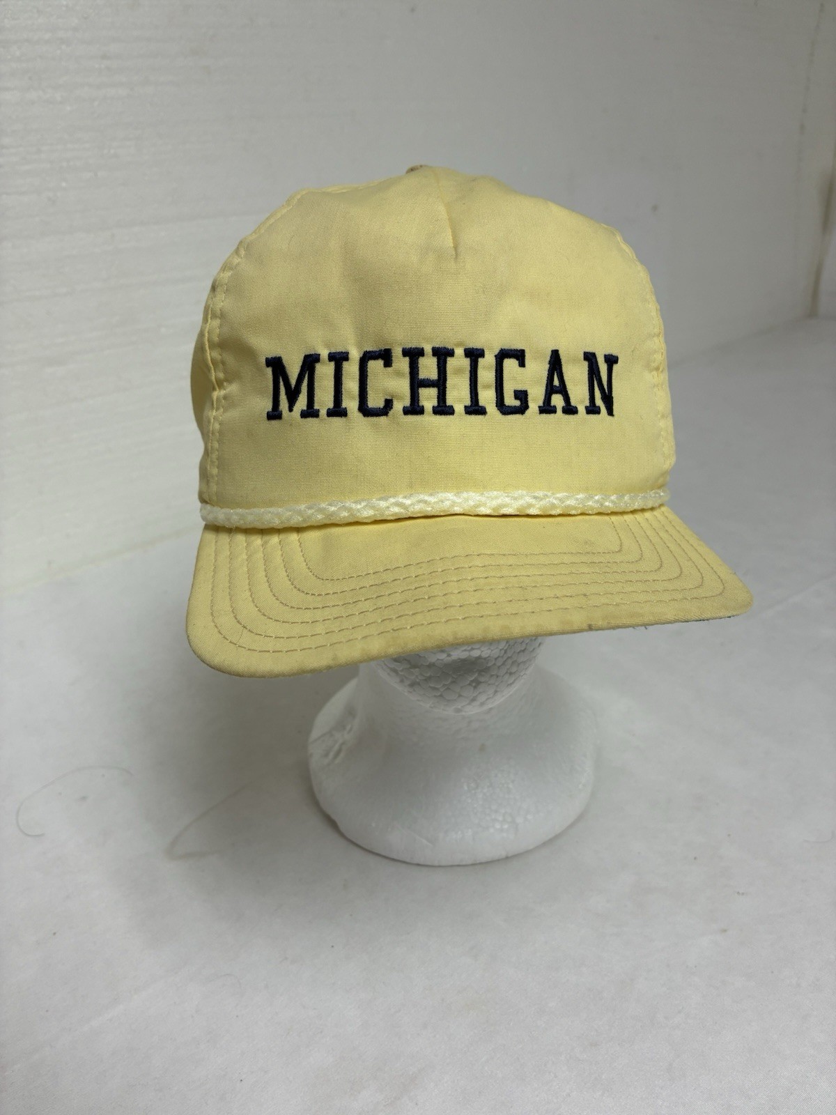 Vintage University Of Michigan Wolverines Yellow SnapBack Rope Hat Embroidered