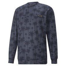 PUMA X Palm Tree Crew Lightweight Crew Neck Sweatshirt Mens Blue 53687602