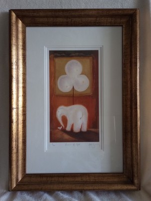 Vintage Adam Barsby Print 91/395 Visions of Gold Signed Elephant 45x62x6cm