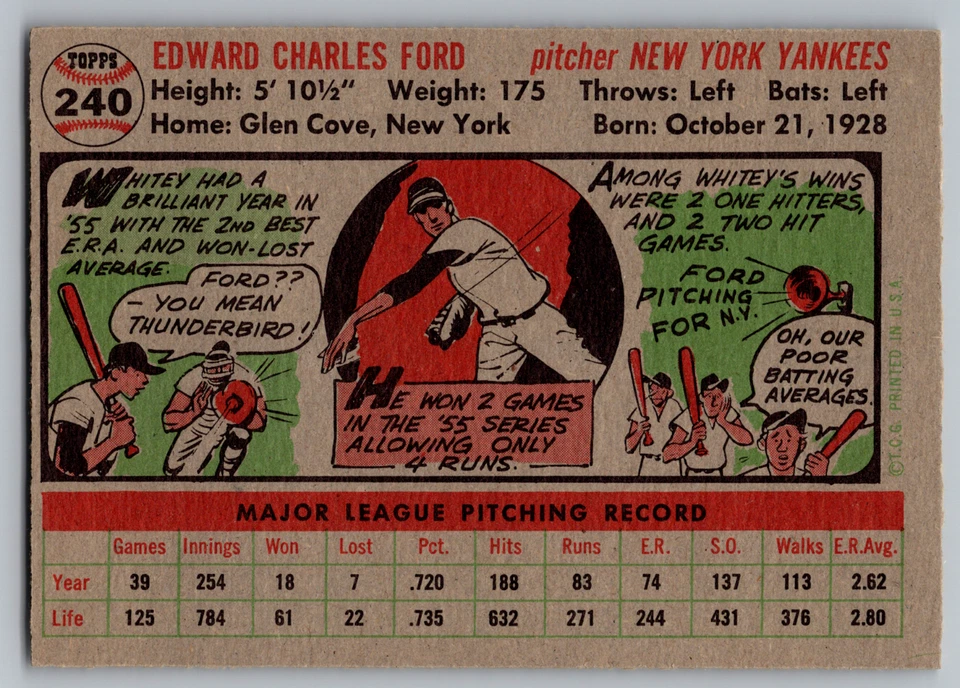 Ford Yankees 1956 Topps #240 Whitey Foto 2 de 3