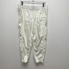 Eileen Fisher Womens Ivory Organic Linen Elastic Waist Pull On Jogger Pants M