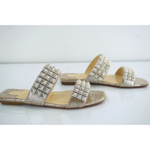 Christian Louboutin Myriadiam Embellished Cork Double-strap Slide Sandals SZ 36 - Picture 6 of 8