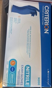 Criterion Nitrile  Blue Medical Gloves Size Large 2 Boxes / 400 Gloves Total