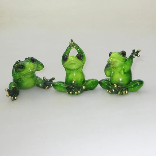 Set of 3 Wise Ceramic Frogs