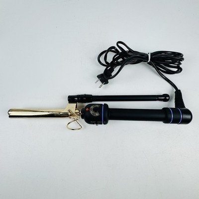 Hot Tools Professional Curling Iron Gold Barrel Adjustable Heat Black 3/8 