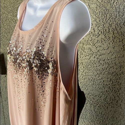 Women's Lane Bryant Pink Asymmetrical Embellished Tank Top Size 22/24 - Picture 5 of 8