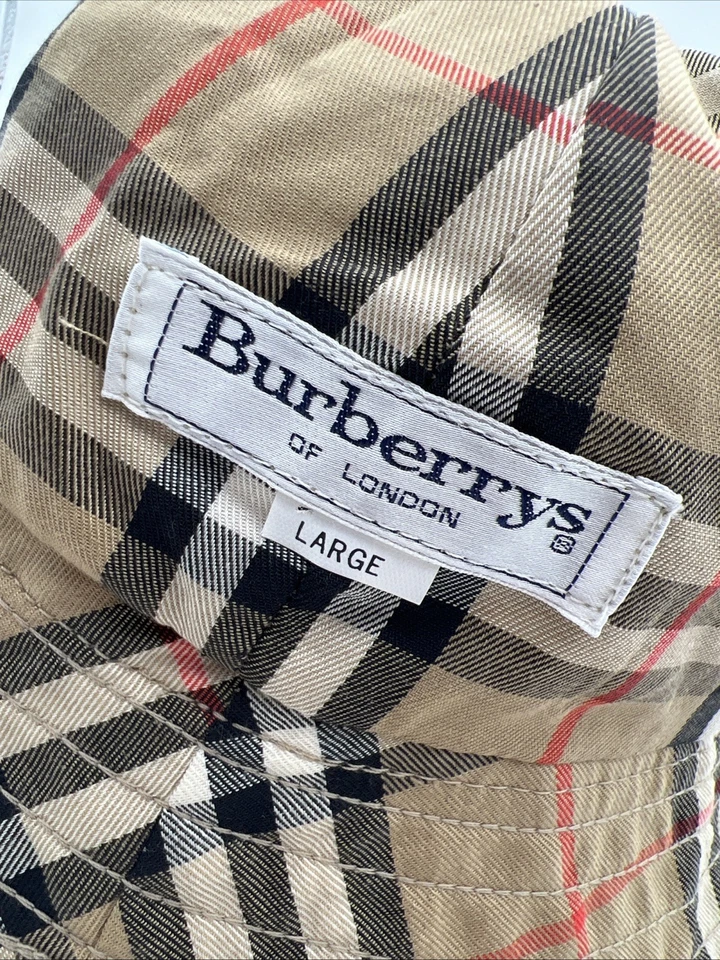 博柏利复古水桶帽米色格子双面 (J2) — 第 3/4 张图片