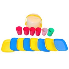 Vintage Tupperware Tuppertoys Dishes Plates Cups Cake Taker Server 16 Pieces