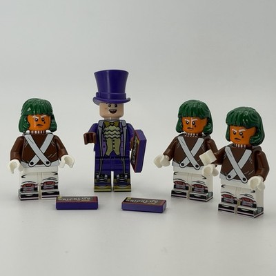 Custom Willy Wonka + Oompah Loompah Minifigs by Brickluv-   Official Lego Parts