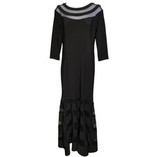 Xscape Womens Black Illusion Evening Gown Sz 4 Sheer Panels Holiday Formal Gala