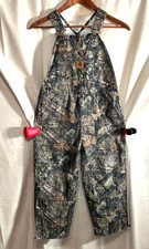Carhartt Overalls Camo Mossy Oak Quilt Lined Double Knee Bibs Hunting Kids 10