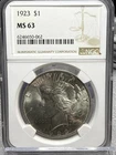 1923 Peace Dollar NGC MS63
