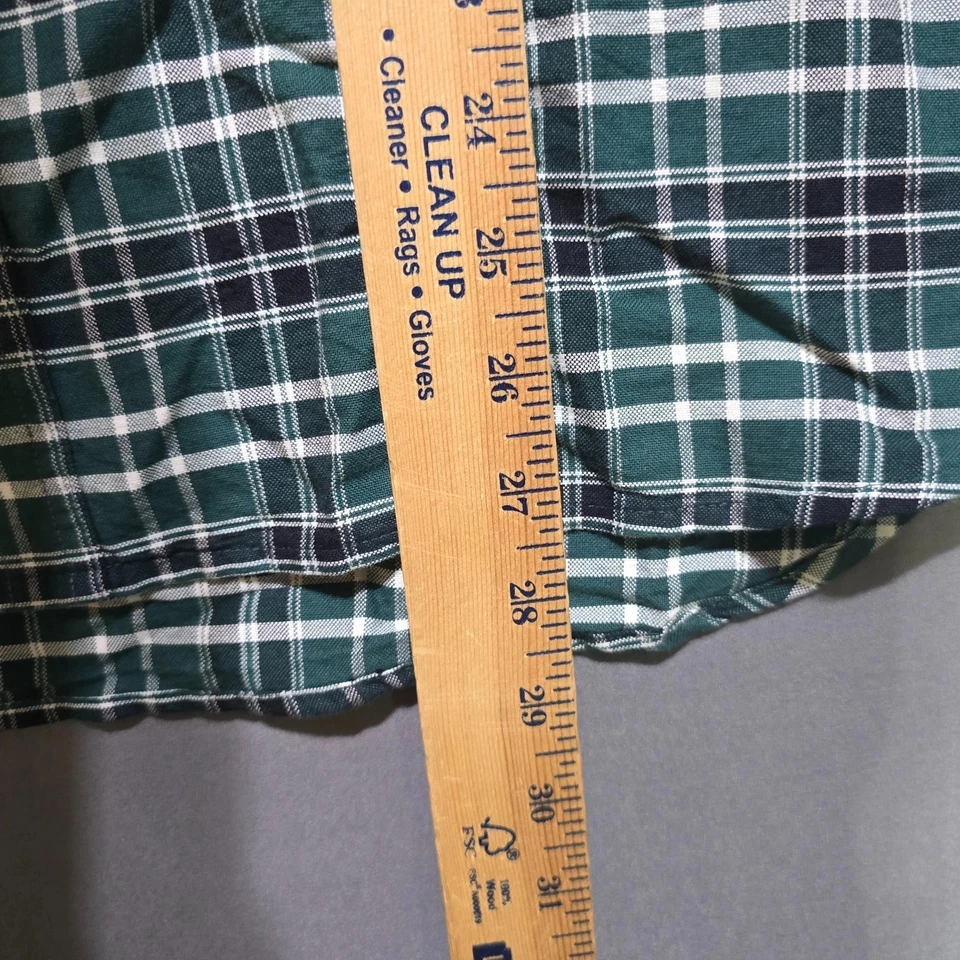 Camisa de trabajo a cuadros Oxford verde manga larga de algodón con botones Foto 2 de 4