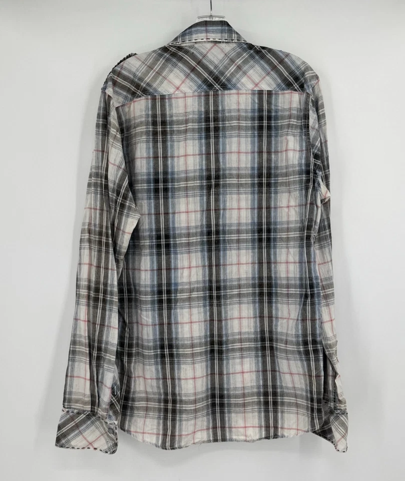 Artisan De Luxe Mens Gray Plaid Snap Front Western Long Sleeve Shirt Sz XL - Image 3 of 4