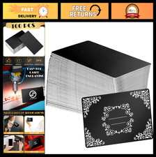 100Pcs 0.45mm Metal Business Cards - Black Anodized Aluminum Blanks for Laser En