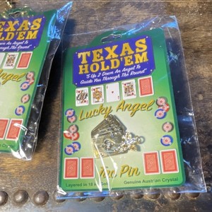 Texas Hold'em Lucky Angel Lapel Pin w/ Genuine Austrian Crystal