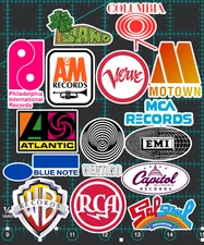 15 60s 70s Record Label Logo Stickers -Clear, Holographic, or White - RCA Jazz