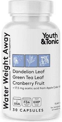 Youth & Tonic Natural Water Weight Away Pills for Swelling Retention &... 
