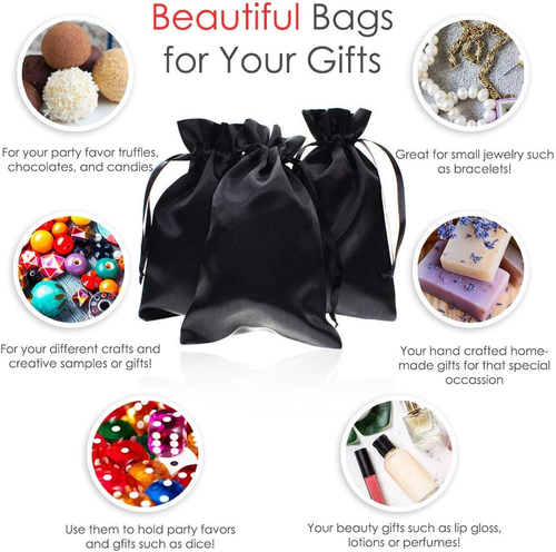 Paquete De 50 Bolsas De Regalo De Saten Negro De 5.0 X 8.0 in Bolsas De Joyería - Imagen 3 de 12