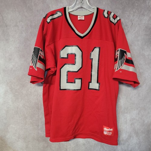 Seltene Vintage 90er Rawlings NFL Atlanta Falcons Deion Schleifer 21 rotes Trikot Herren XL