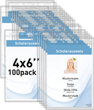 Plastic Vertical Card Holders 4 X 6 Inch, Clear, 100 Pack - Passport, ID, N...