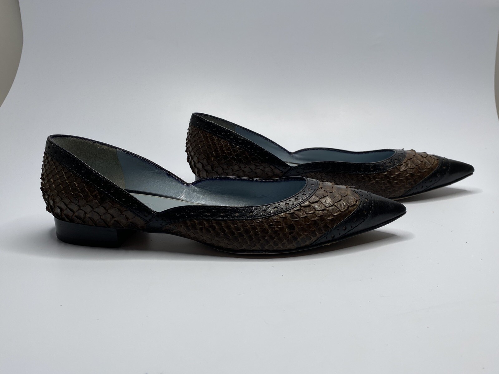 Lamberston Truex Brown Black Python Leather Balle… - image 10