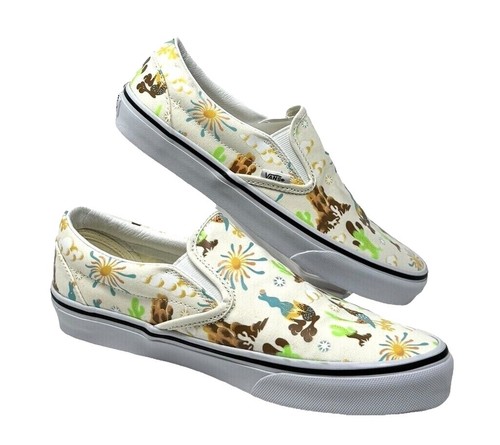 Vans Shoes Mens 10 Cream Floral Roses Embroidered Low Tops  display picture 3