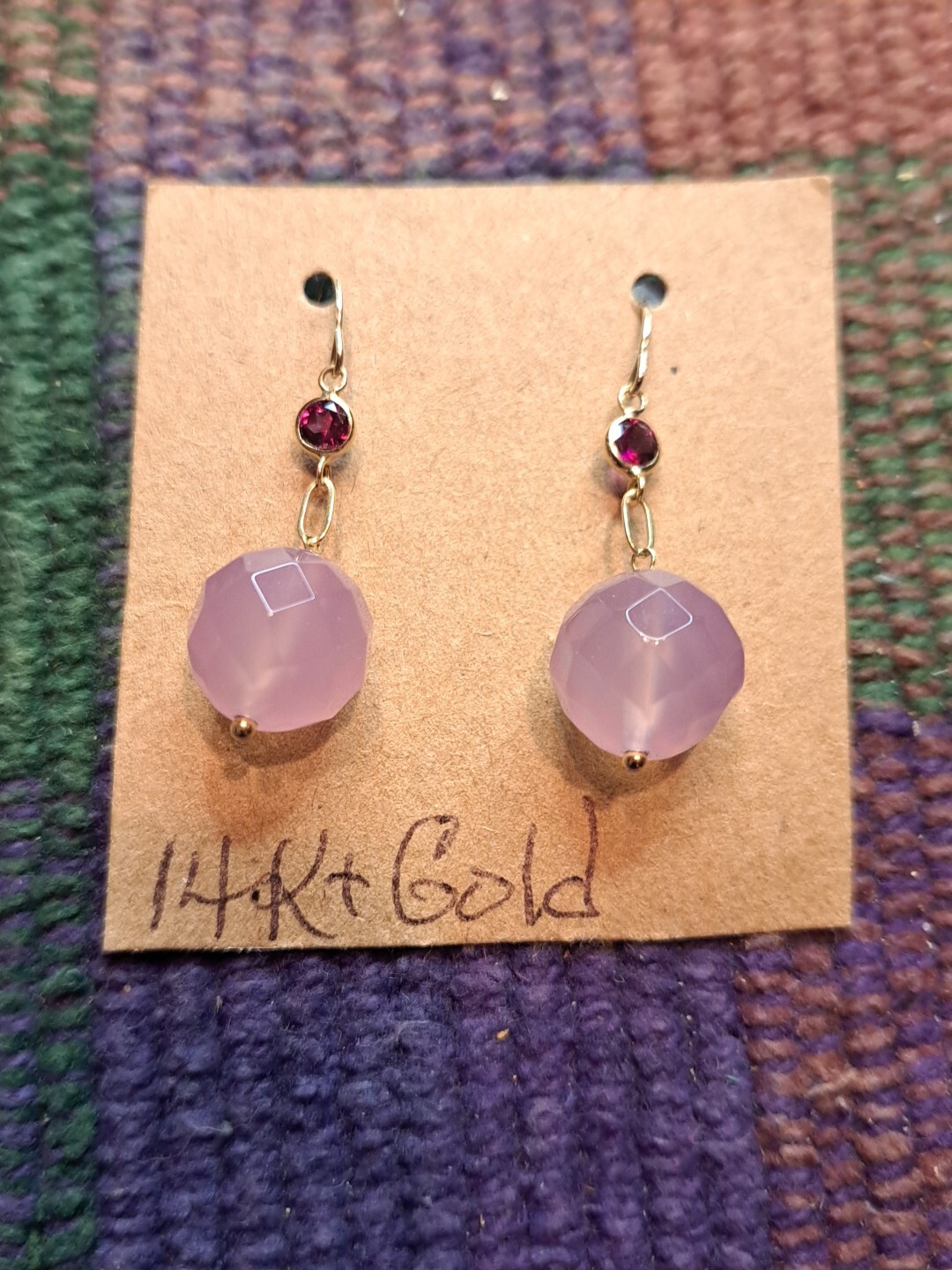 New Solid 14 Karat Solid Yellow Gold Garnet-Pink … - image 22