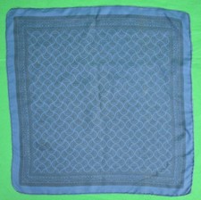 English Silk Foulard Mid-Blue Mosaic Print Pocket Square
