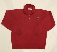 Vintage Burberrys Mens M 100 Cotton Long Sleeve Polo Shirt Sweater Red USA Made