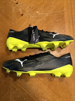 Men s Puma Soccer Cleats Ultra 2.2 FG / AG Black White Yellow Alert Size 11.5 